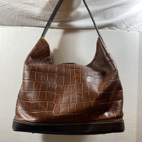 Dooney & Bourke vintage brown leather reptile print - Picture 2 of 16